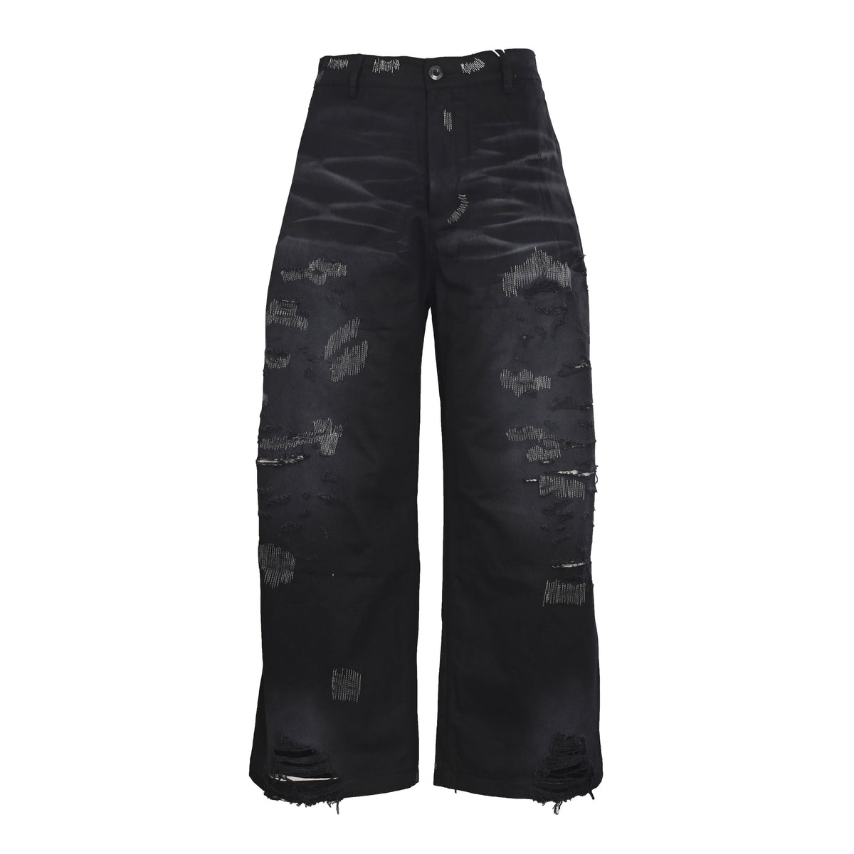 Acne Studios Patch‑Repair Distressed Wide‑Leg Jeans