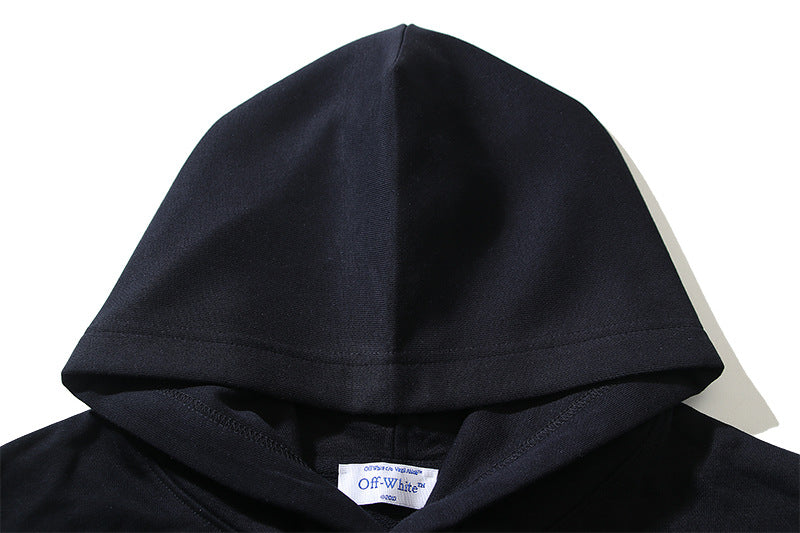 Off-White Logo Drawstring Hoodie — Black / White