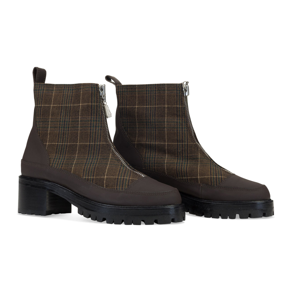 BROWN EXCLUSIVE PLAID CHRIS ANKLE BOOTS