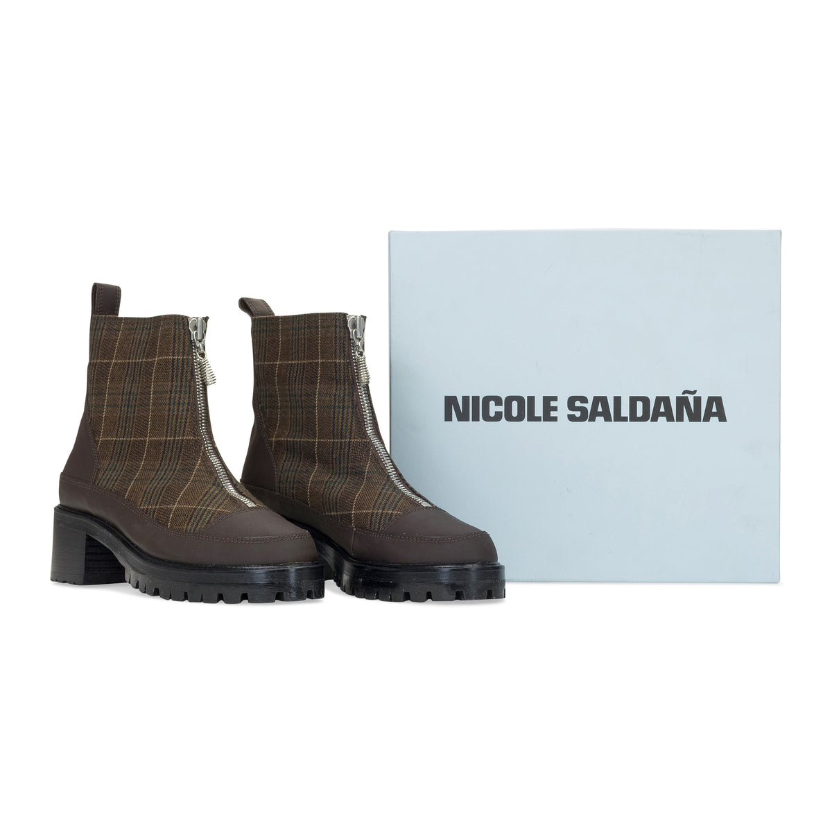 BROWN EXCLUSIVE PLAID CHRIS ANKLE BOOTS