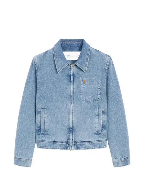 AMI Paris faded-effect zip-up jacket