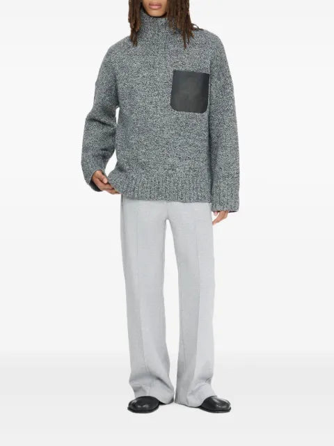 JW Anderson stand collar-sweater with leather pocket
