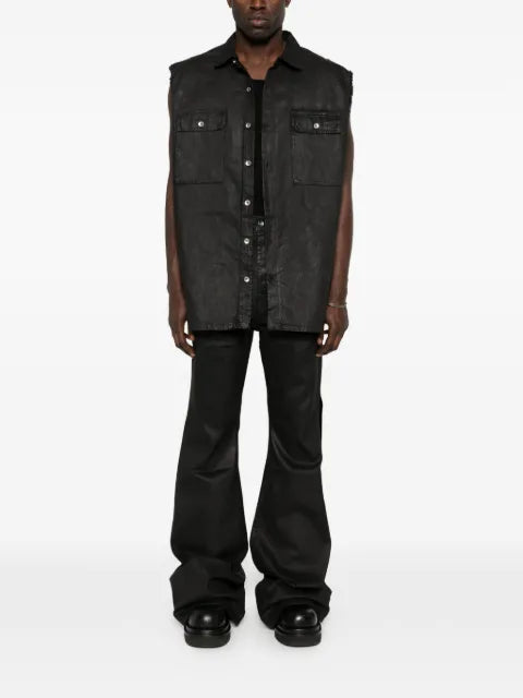 Rick Owens DRKSHDW Temple SL Tommy Jumbo outershirt in black 80oz deep black denim