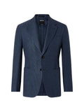 Zegna dark blue coat in linen, wool and silk crossover style