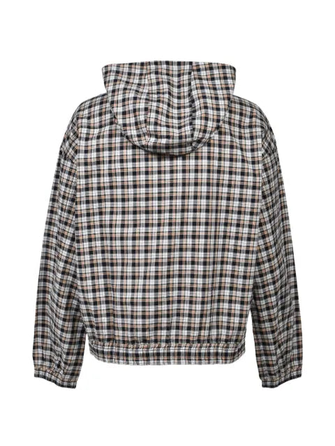 BREATH check-pattern hooded jacket