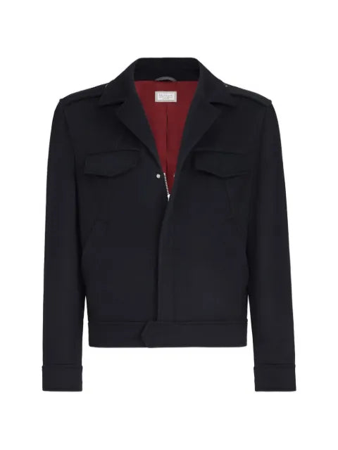 Brunello Cucinelli lightweight virgin wool cloth outerwear jacket with chest pockets