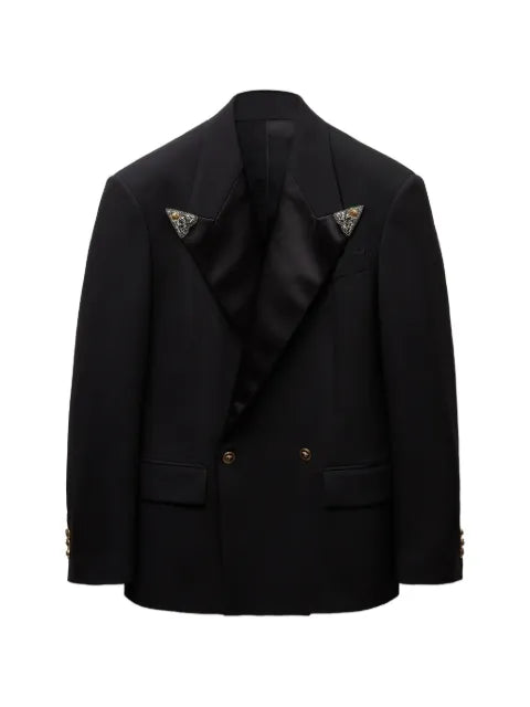 Versace embroidered-lapel wool stretch blazer