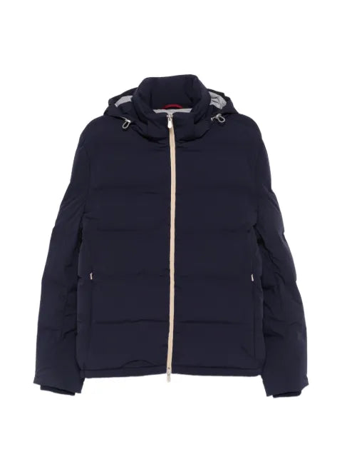 Brunello Cucinelli stretch bonded nylon down jacket with detachable hood