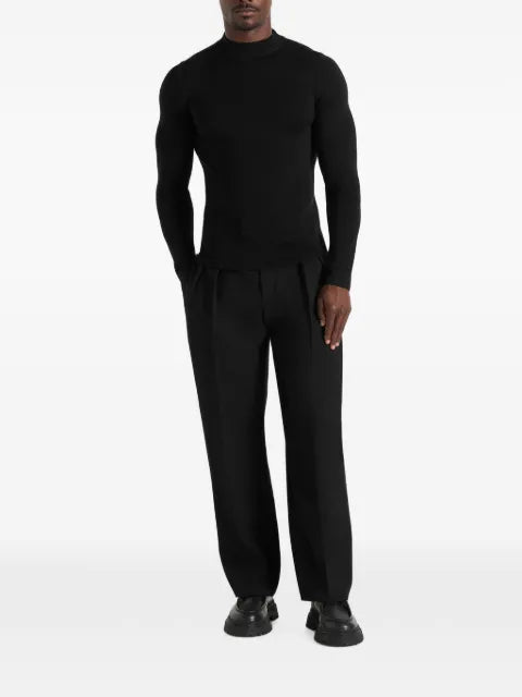 Manière De Voir KW003 in black fitted mock neck wool-blend jumper