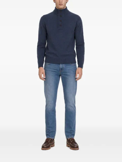 Barbour button-up elbow-patch sweater