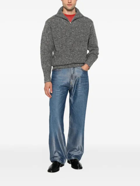 Auralee zip-neck knit sweater