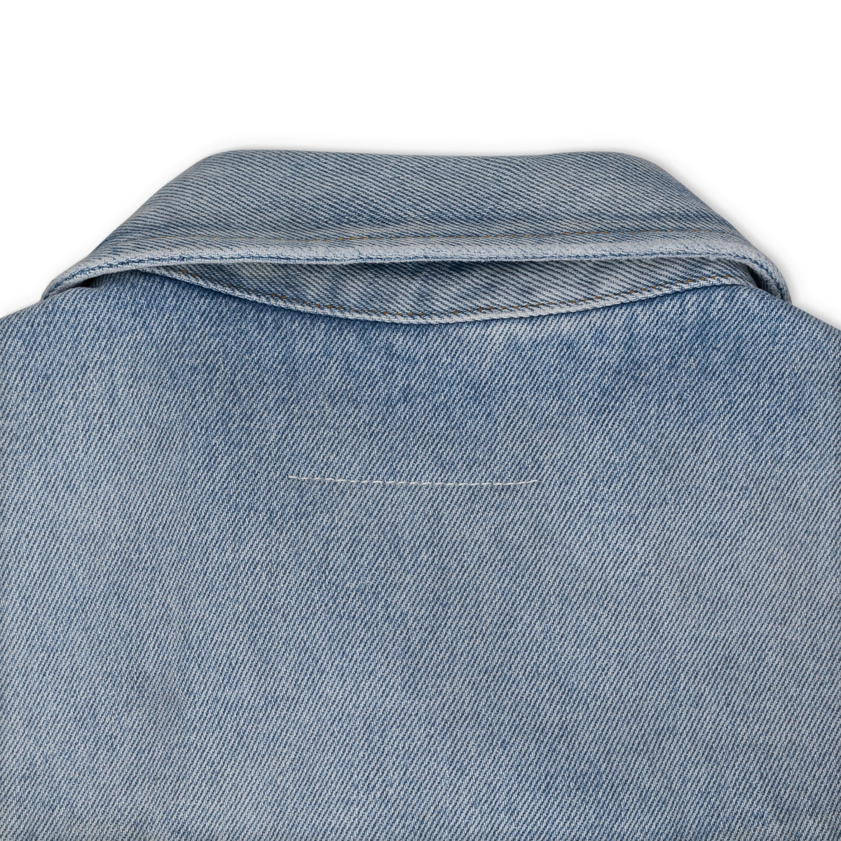 Blue Sleeveless Distressed Denim Shirt