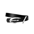 Full Grain Leather Belt Glossy Surface Pioneer Metal Buckle Waist Belt