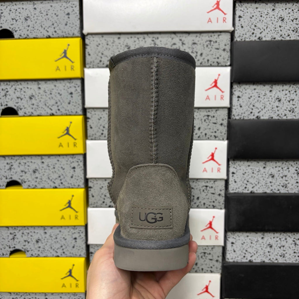UGG Kallen Lace Classic Short Boot – Suede Boot with Shearling Lining, Tonal Back Seam & All-Grey Classic Sole in Grey