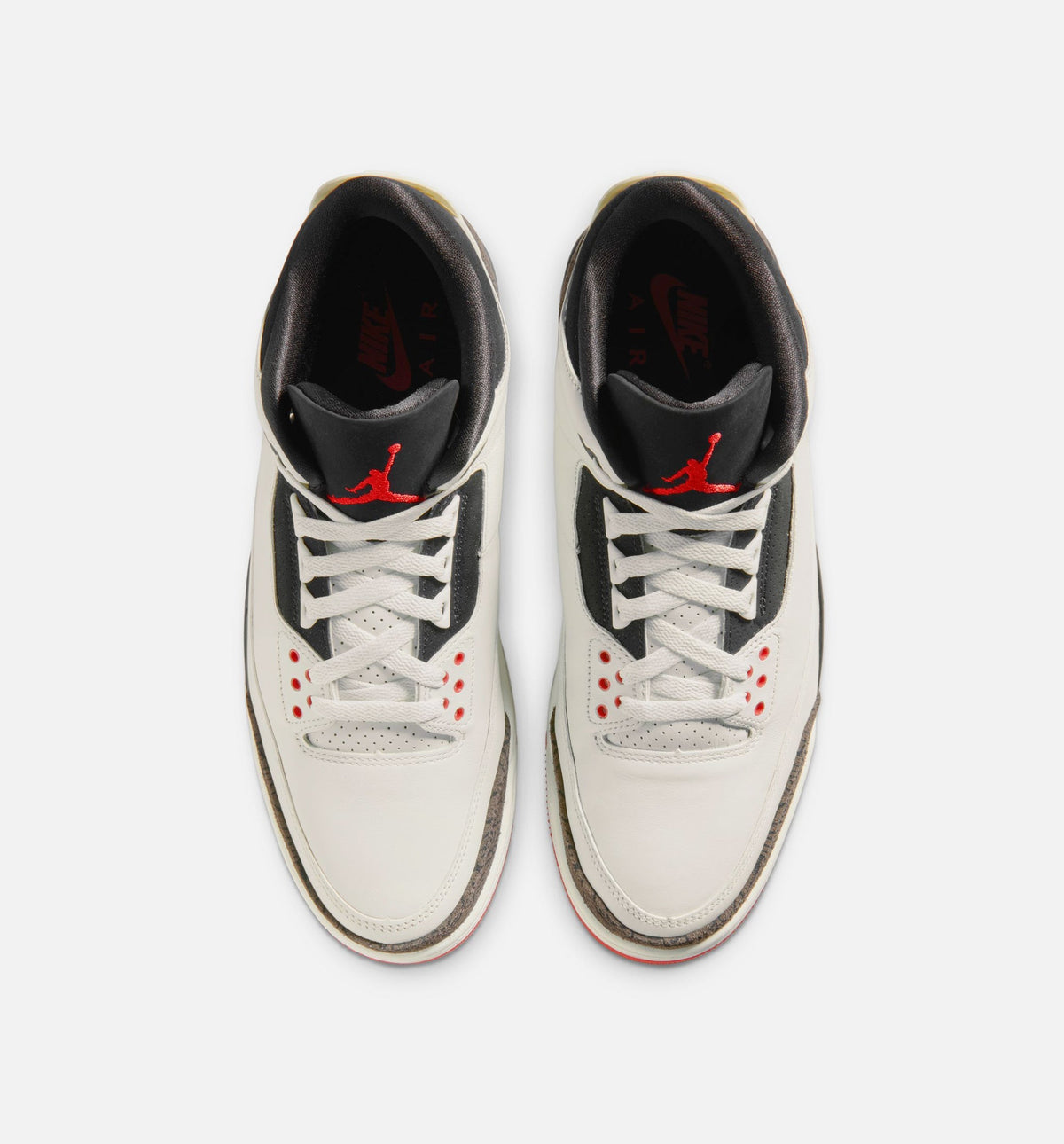 Air Jordan 3 Retro Sail and University Red Men's Sneakers - Sail / Black / University Red / Pale Ivory