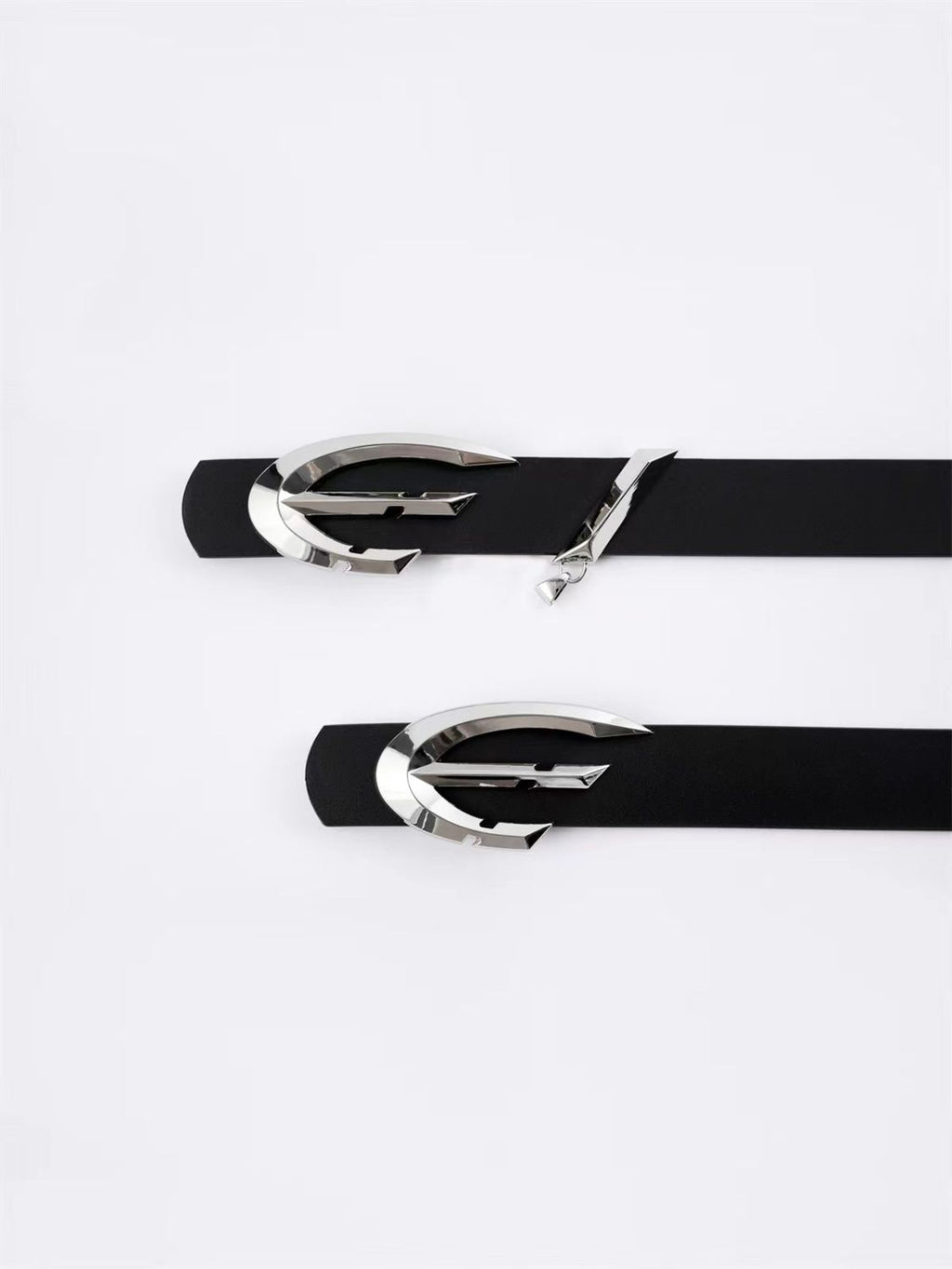 Full Grain Leather Belt Glossy Surface Pioneer Metal Buckle Waist Belt