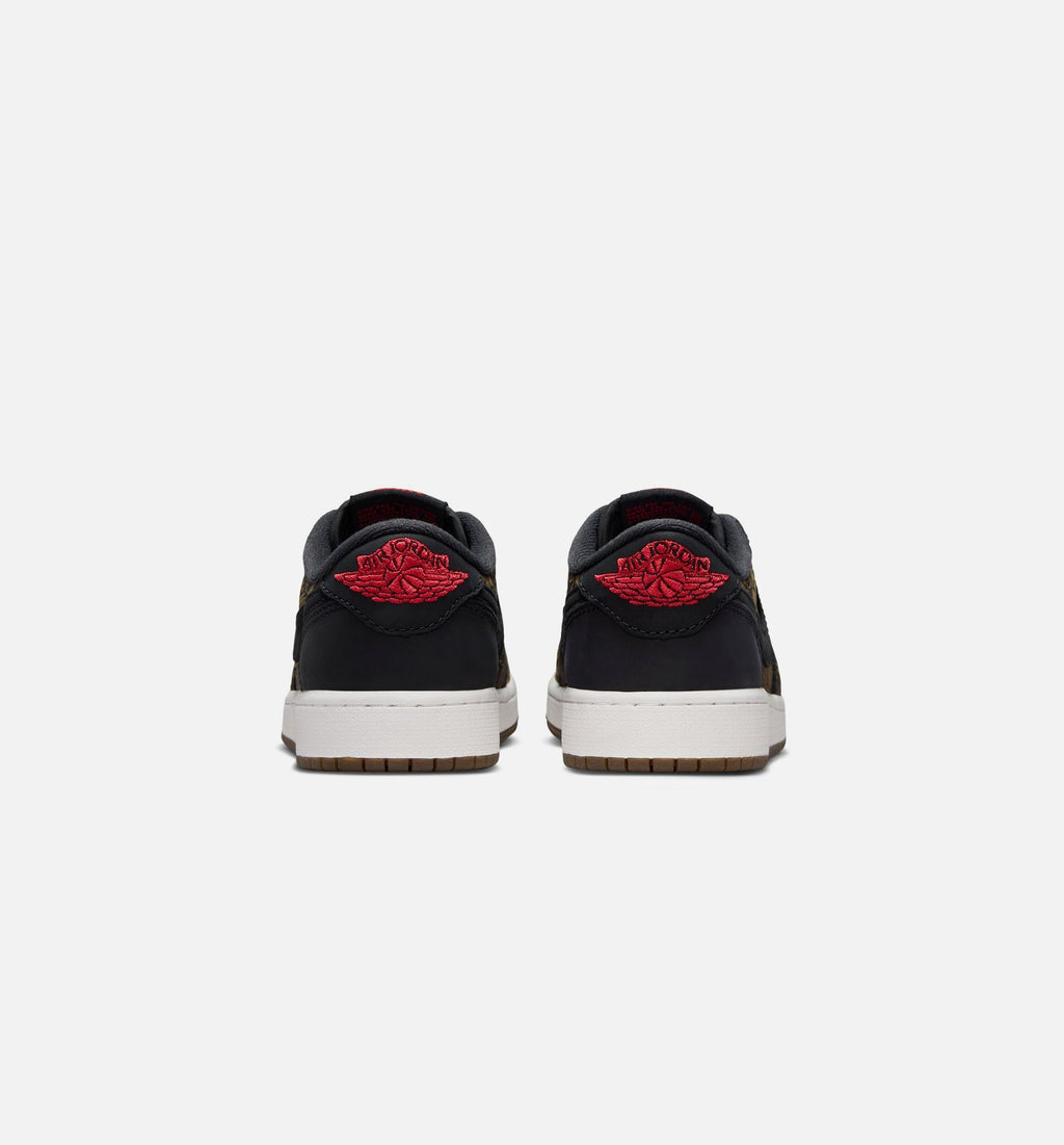 Air Jordan 1 Retro Low OG Laser Black and Varsity Red Grade School Shoes