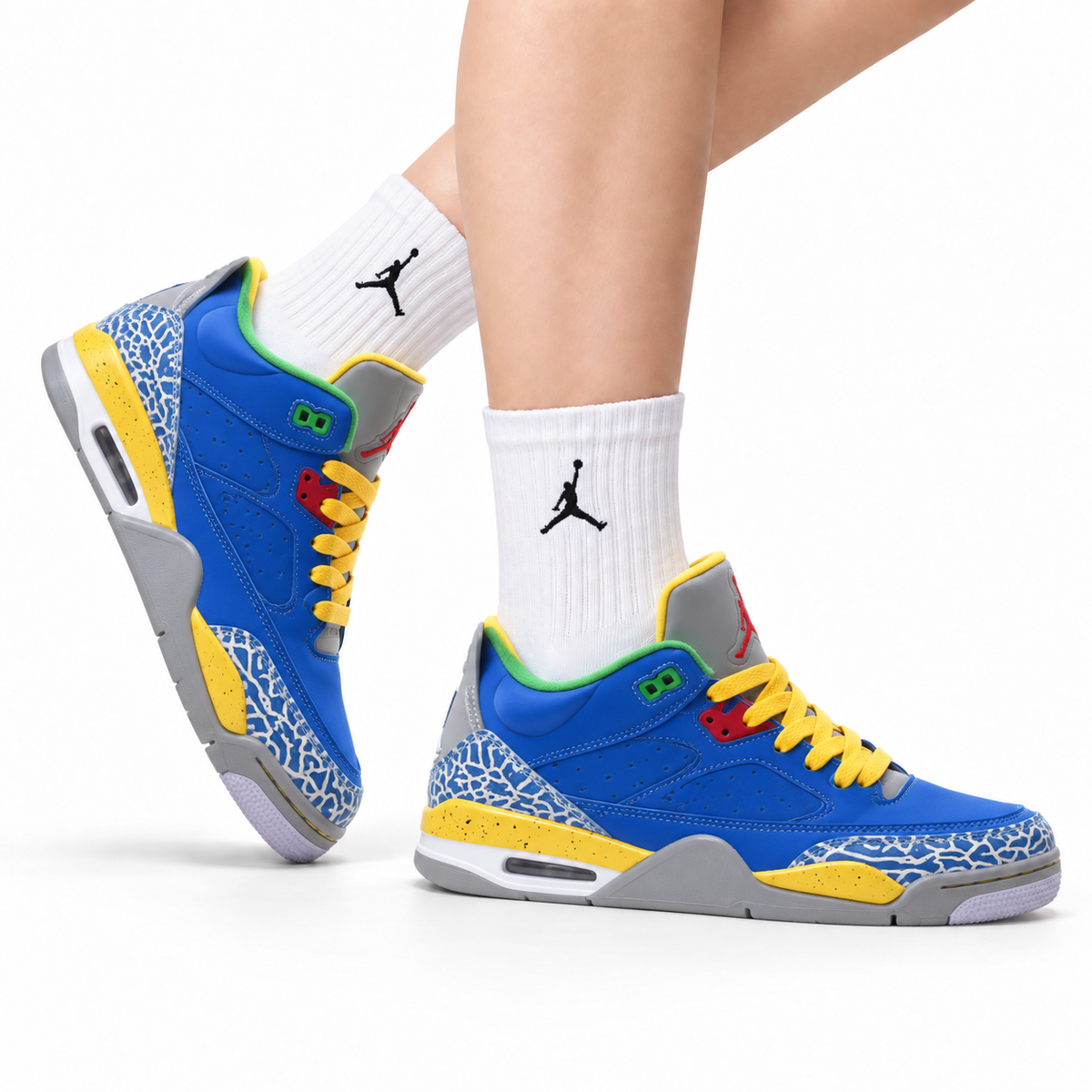 Air Jordan 5 Retro Royal Blue Yellow Green Sneakers