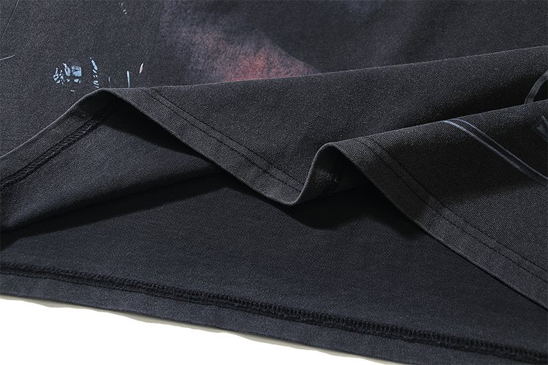 VALE USA Washed Black Portrait Graphic T-Shirt