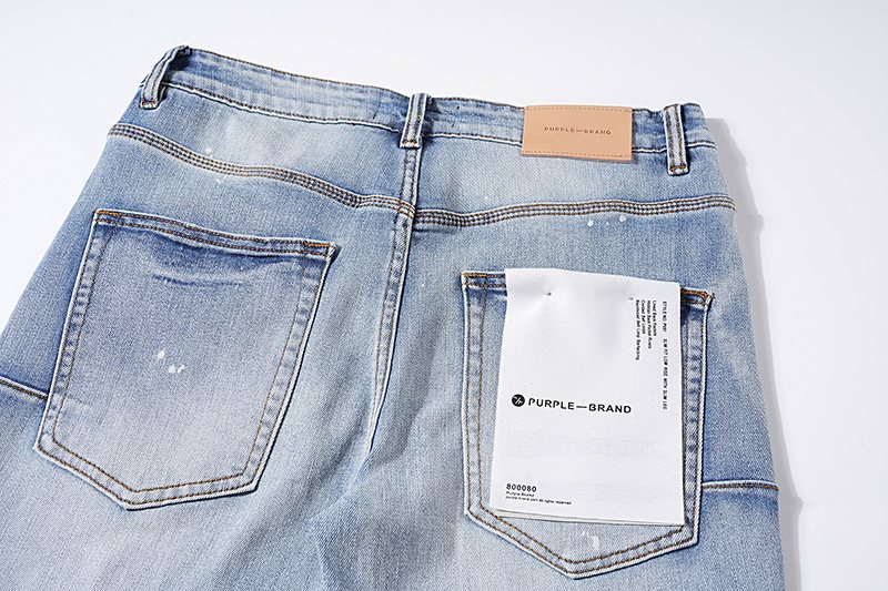 Purple Brand Light Blue Distressed Paint-Splatter Jeans