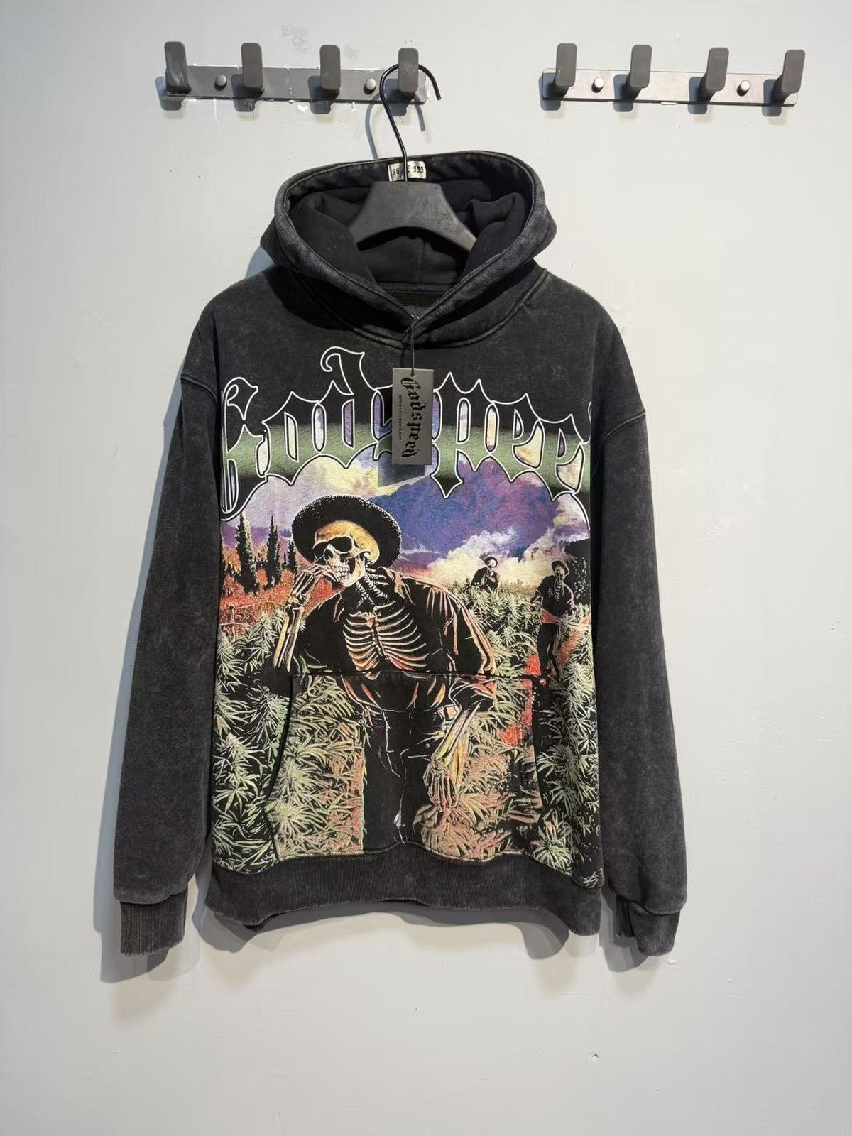 Godspeed Out of Many One Graphic Acid Wash Hoodie