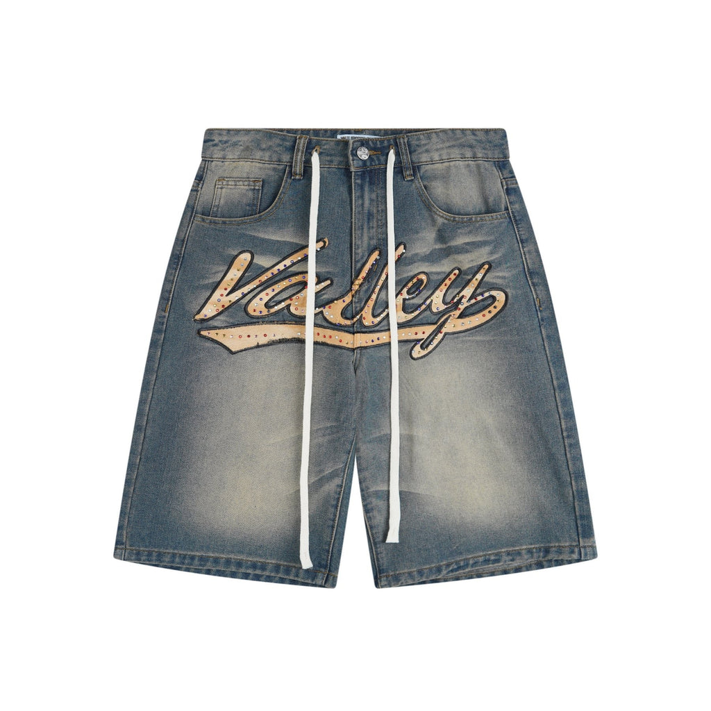 VALLEY Embellished Blue Denim Jorts