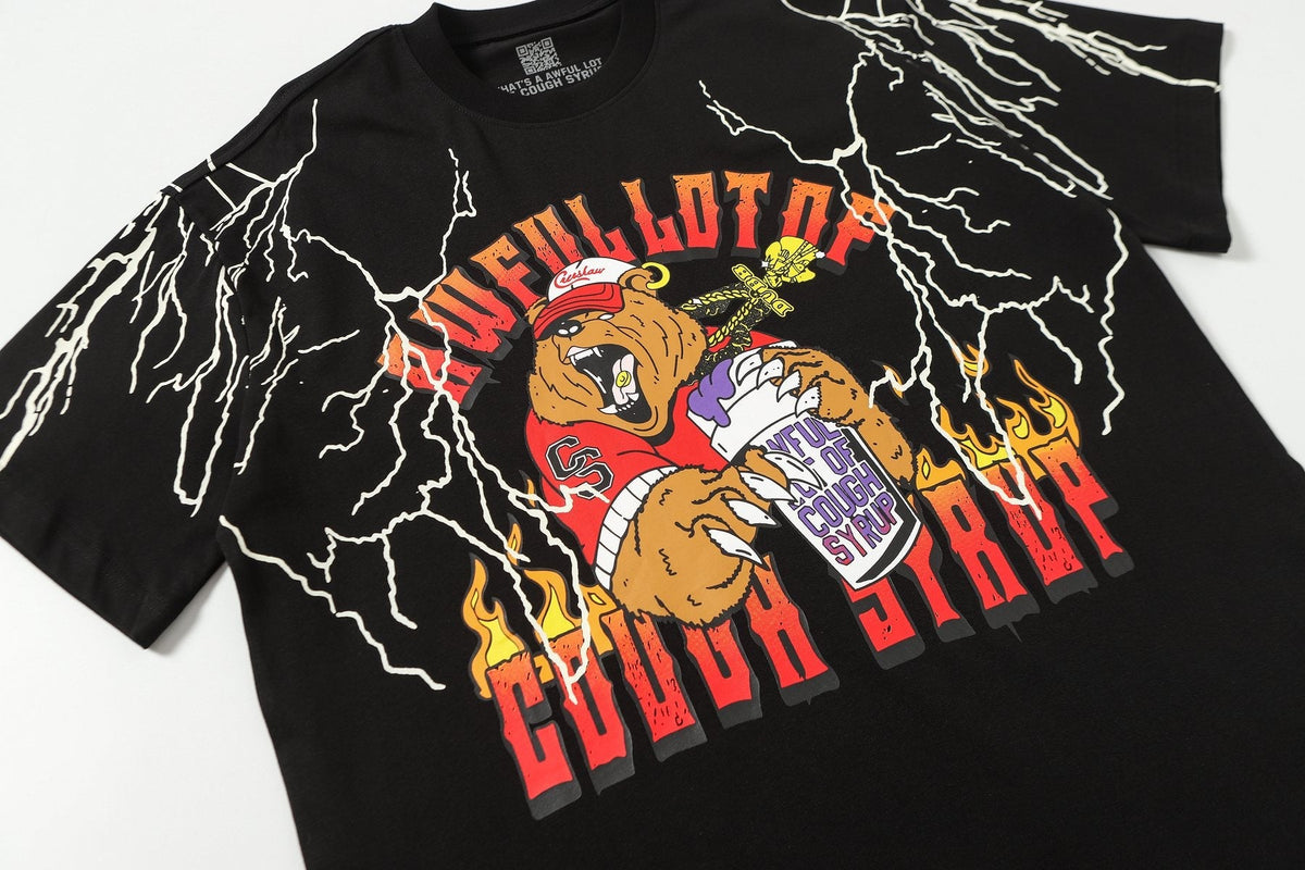THAT'S A AWFUL LOT OF COUGH SYRUP Bear Lightning Graphic T-Shirt