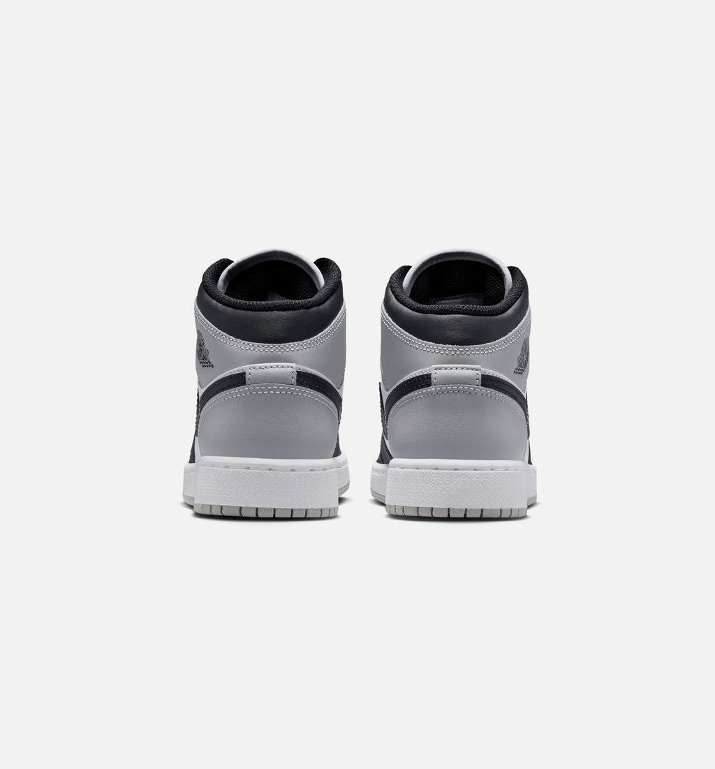 Air Jordan 1 Mid Grade School Lifestyle Shoe – White/Light Smoke Grey/Black