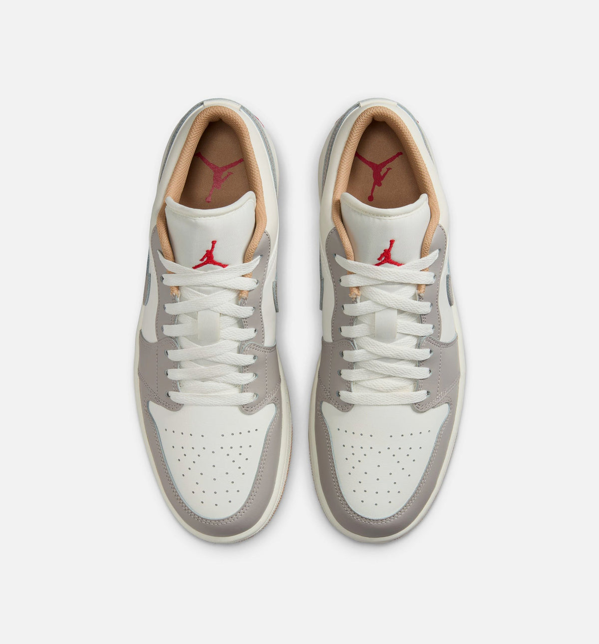Air Jordan 1 Low Men's Sneakers - Sail / Fire Red / College Grey / Hemp