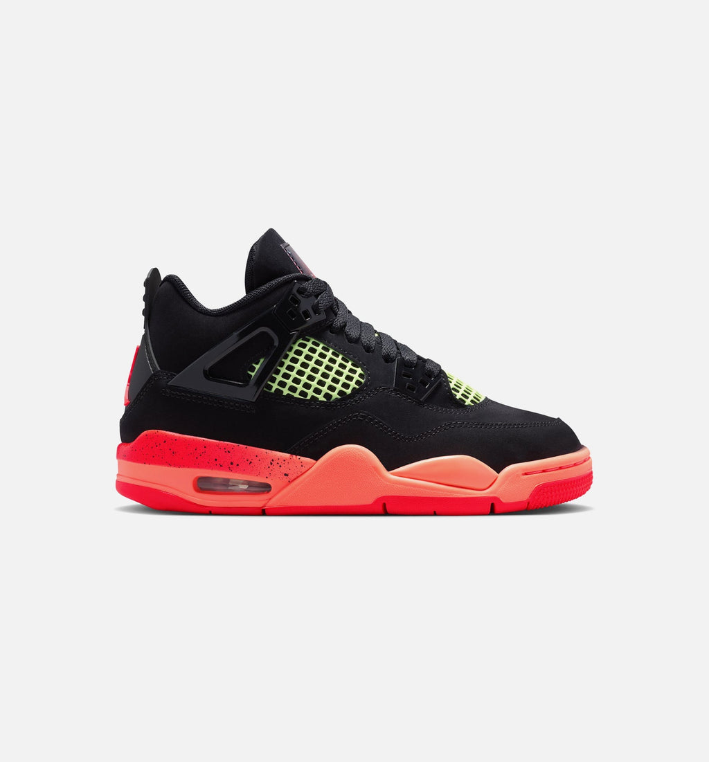 Air Jordan 4 Retro Black Infrared 23 Grade School Lifestyle Shoes - Black/Infrared 23/Bright Mango