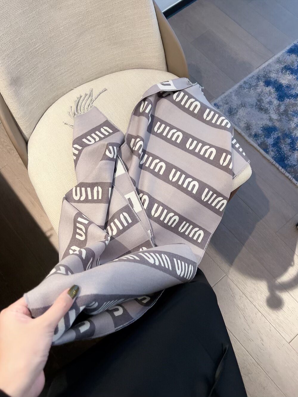 Miu Miu Patterned Fringed Scarf