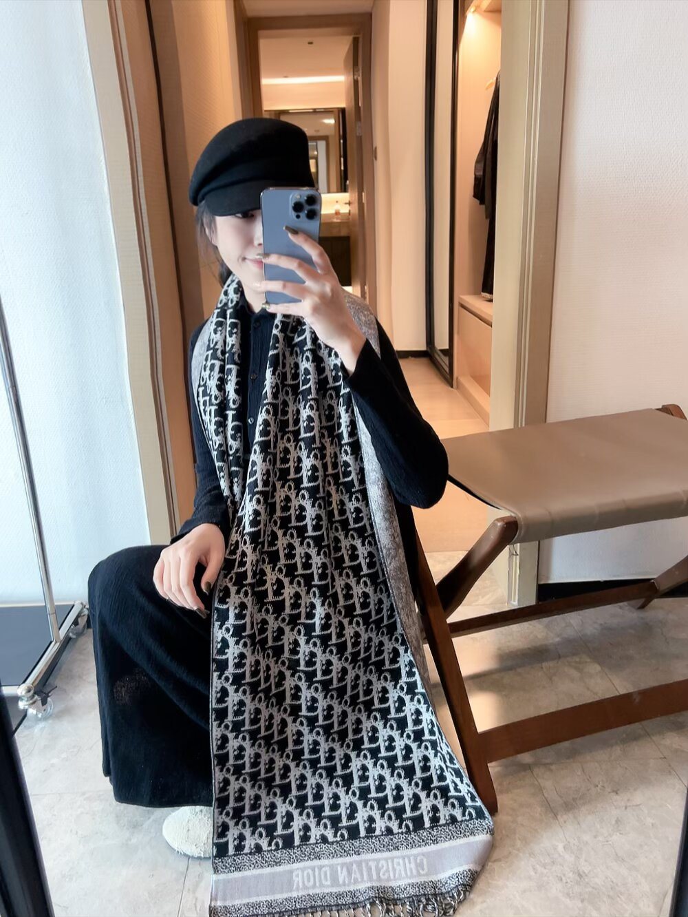 Dior Monogram Fringe Scarf