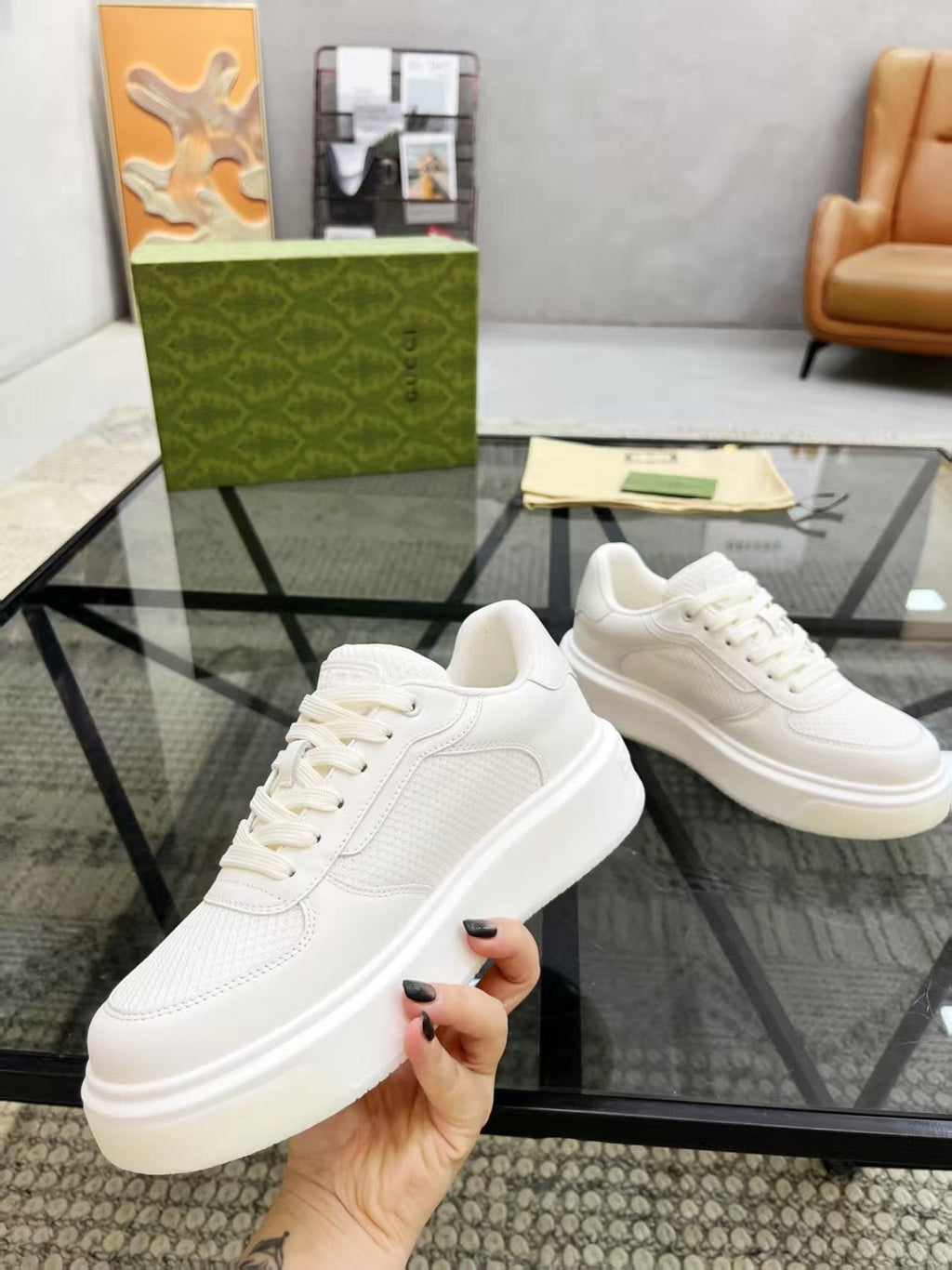 Gucci White Low-Top Sneakers