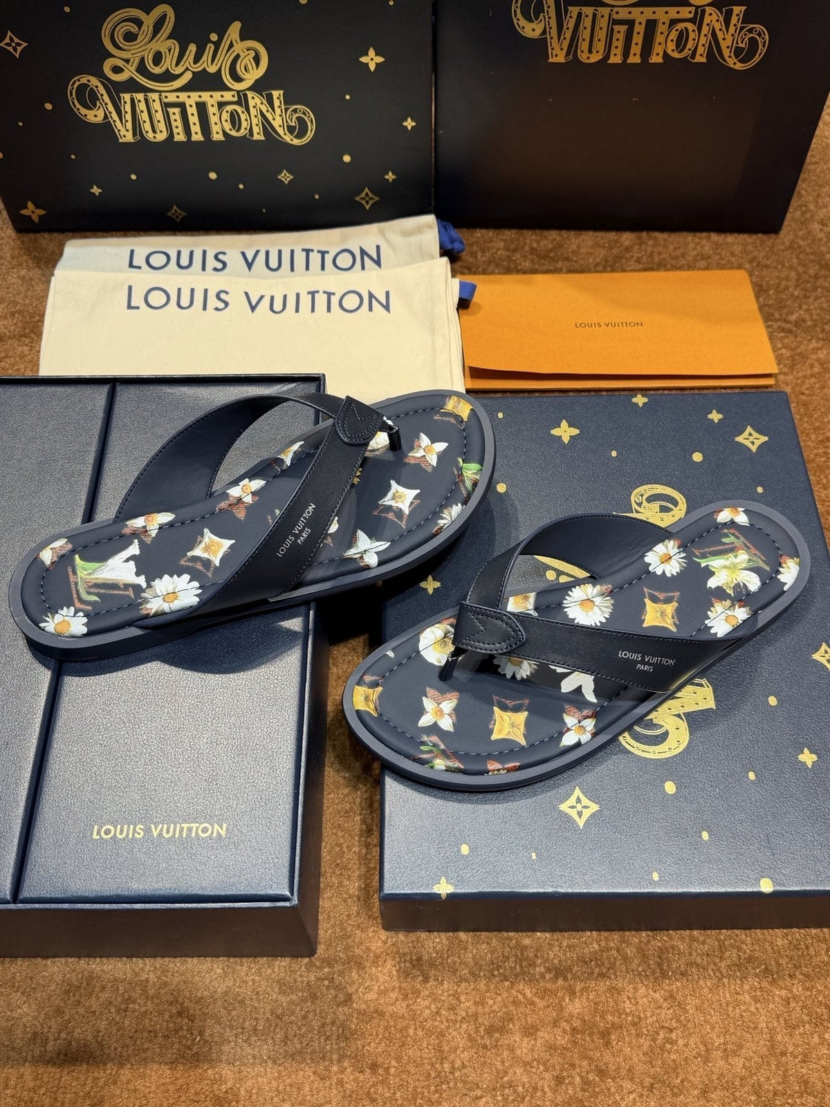 Louis Vuitton Floral Print Thong Sandals