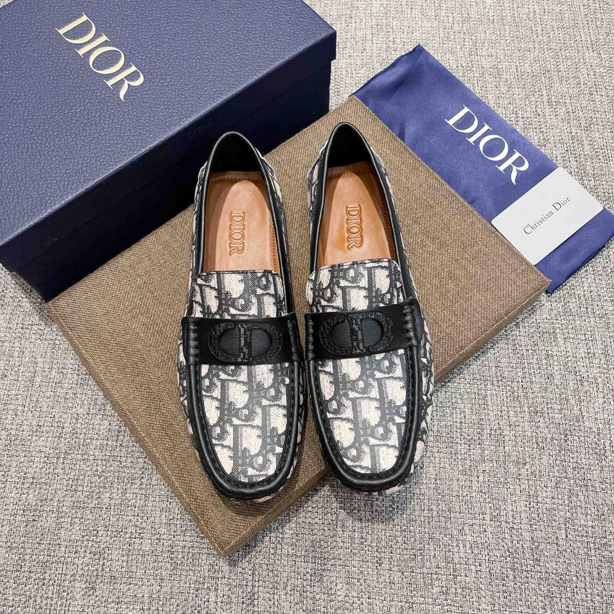 Dior Patterned Trim Loafers