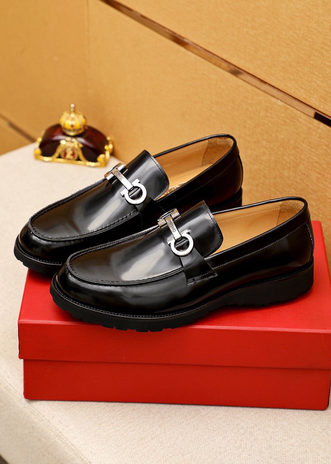 Ferragamo Black Hardware Loafers - Slip-On Construction