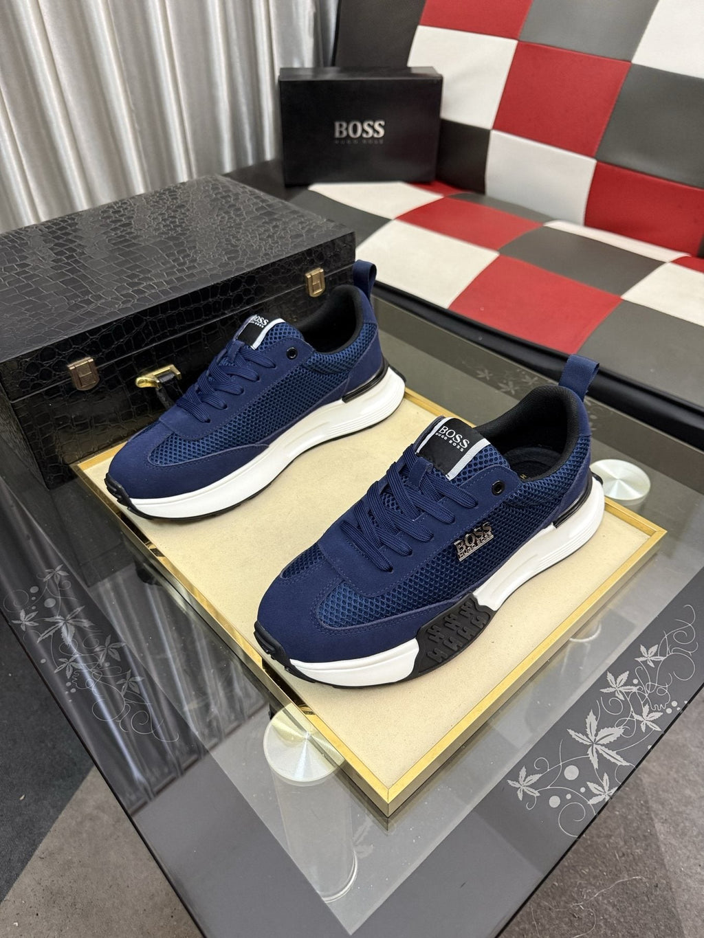 BOSS Men's Mesh Low-Top Sneakers
