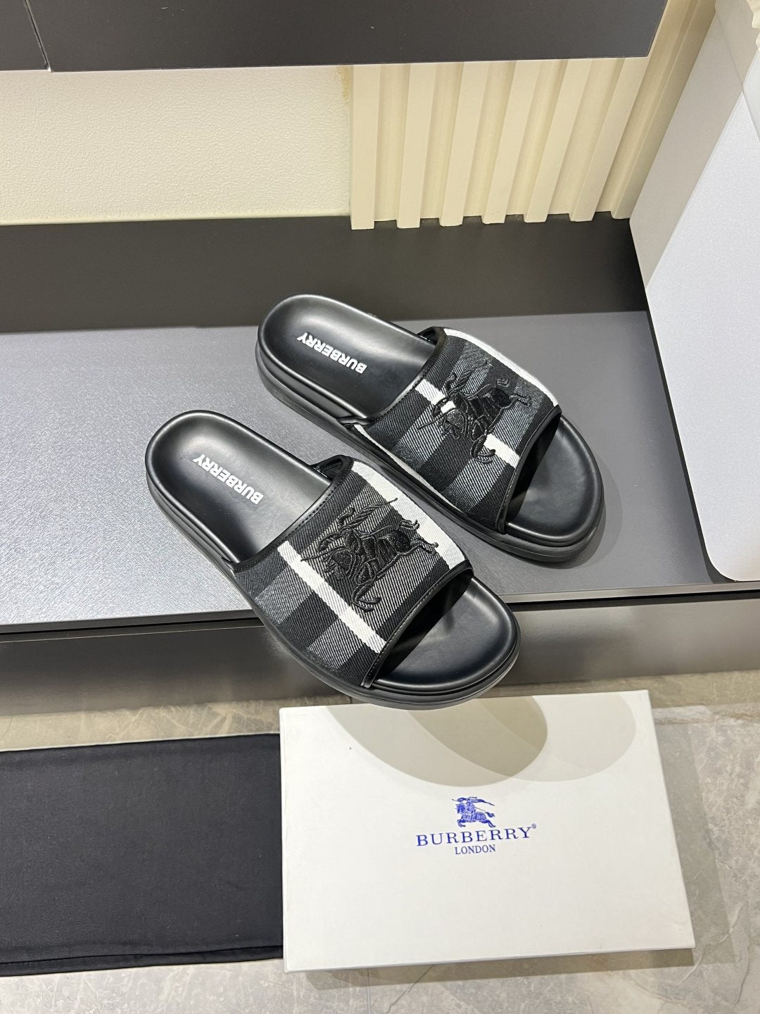 Burberry Plaid Slide Sandals