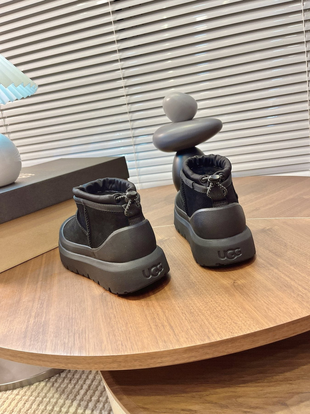 UGG Contrast-Toe Drawstring Ankle Boots