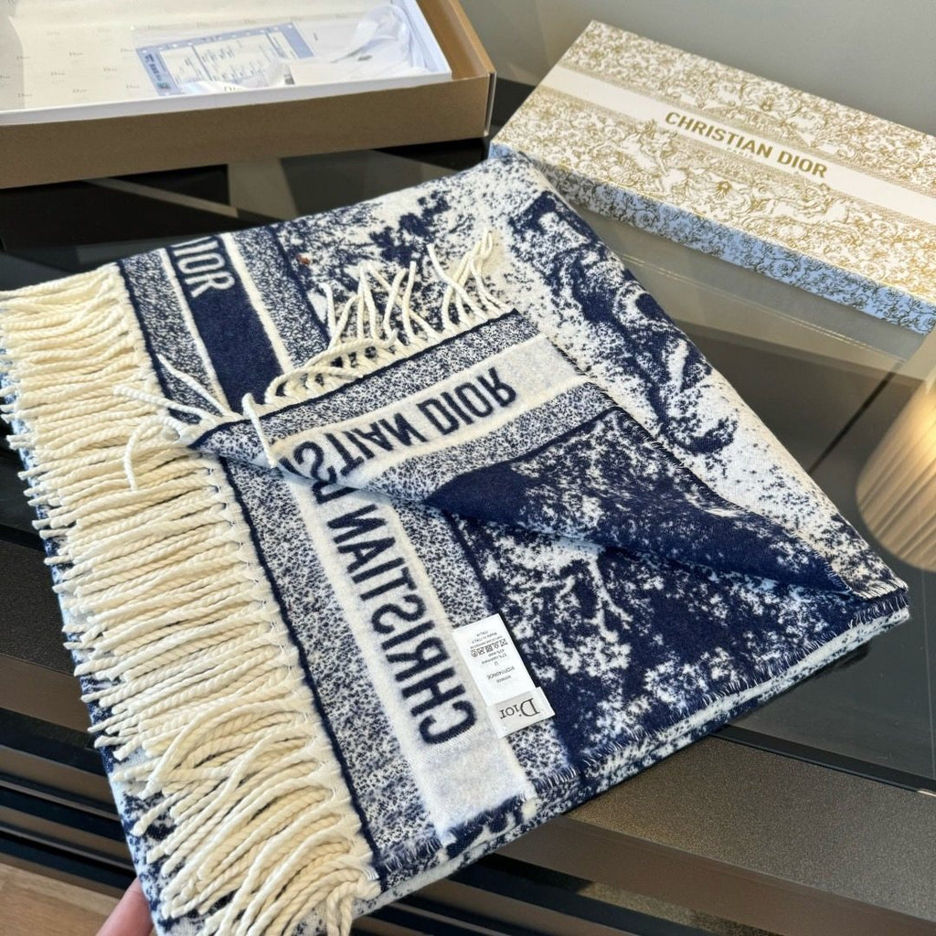 Dior Fringed Toile Square Scarf