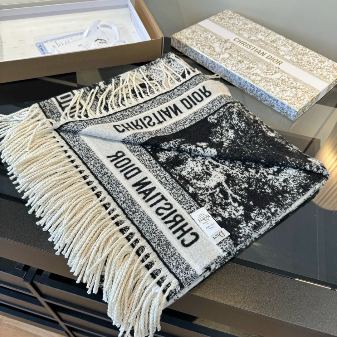 Dior Fringed Toile Square Scarf