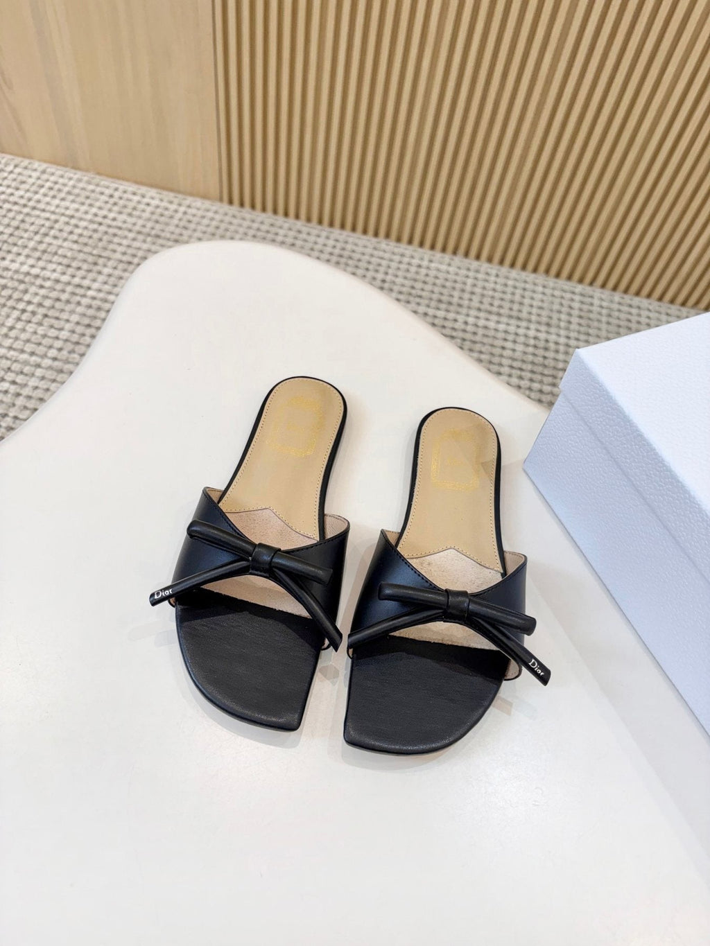 Dior Bow-Detail Slide Sandals