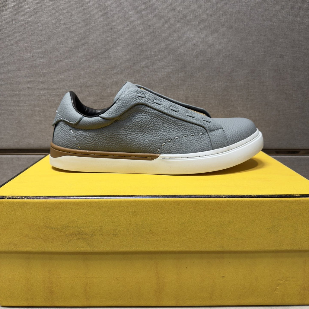 Fendi Brown-Gold Accent Slip-On Sneakers
