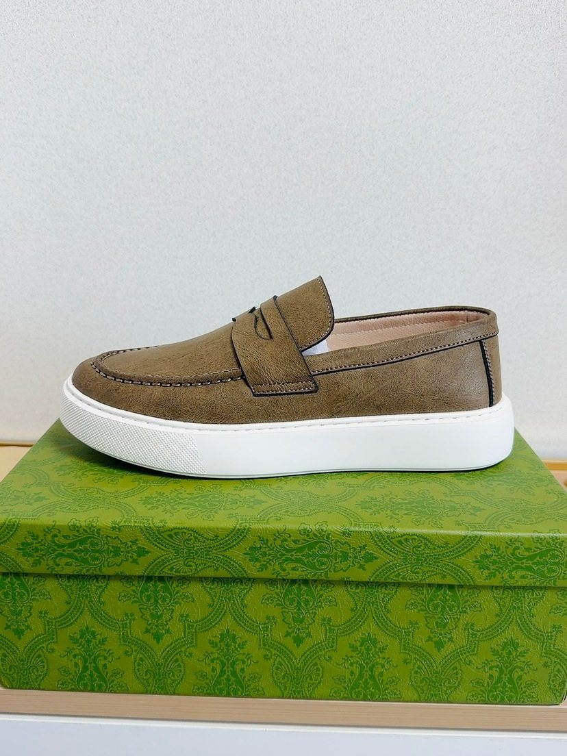 Gucci White-Sole Penny Loafers