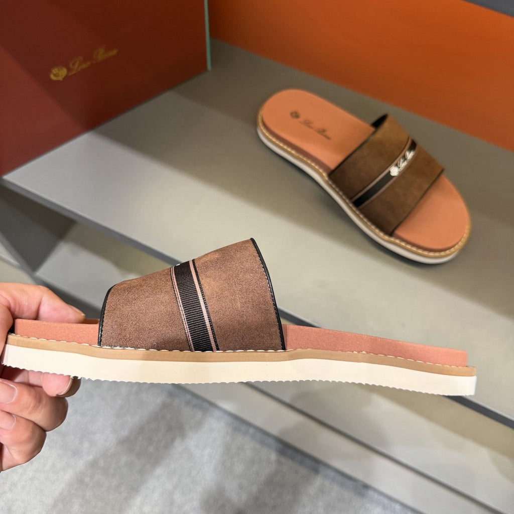Loro Piana Cross-Strap Men's Slide Sandals