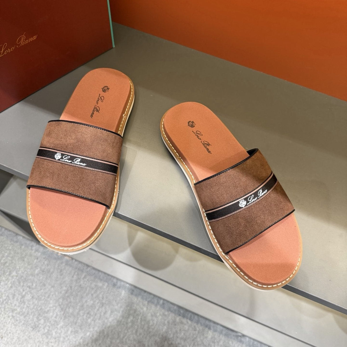 Loro Piana Cross-Strap Men's Slide Sandals