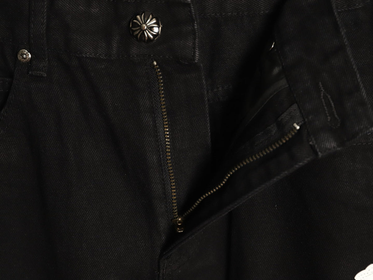 Chrome Hearts Cross-Motif Jeans with Back Lettering - Black/White