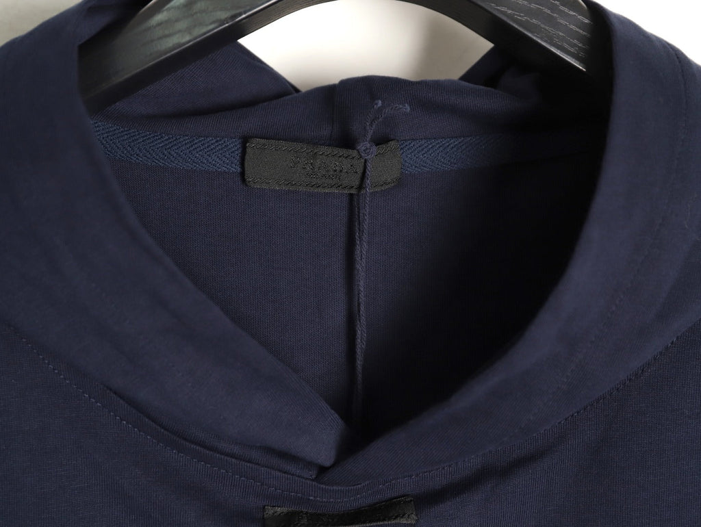 Prada PRD Neck-Label Relaxed Pullover Hoodie - Navy